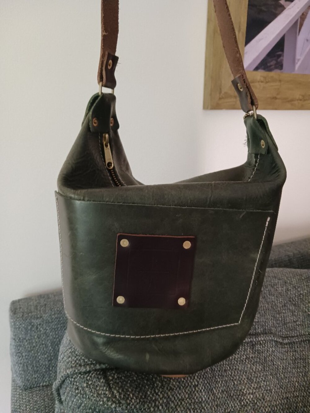 EUC Bergamot and Amor forest green Angelo with fixed strap